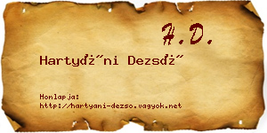 Hartyáni Dezső névjegykártya